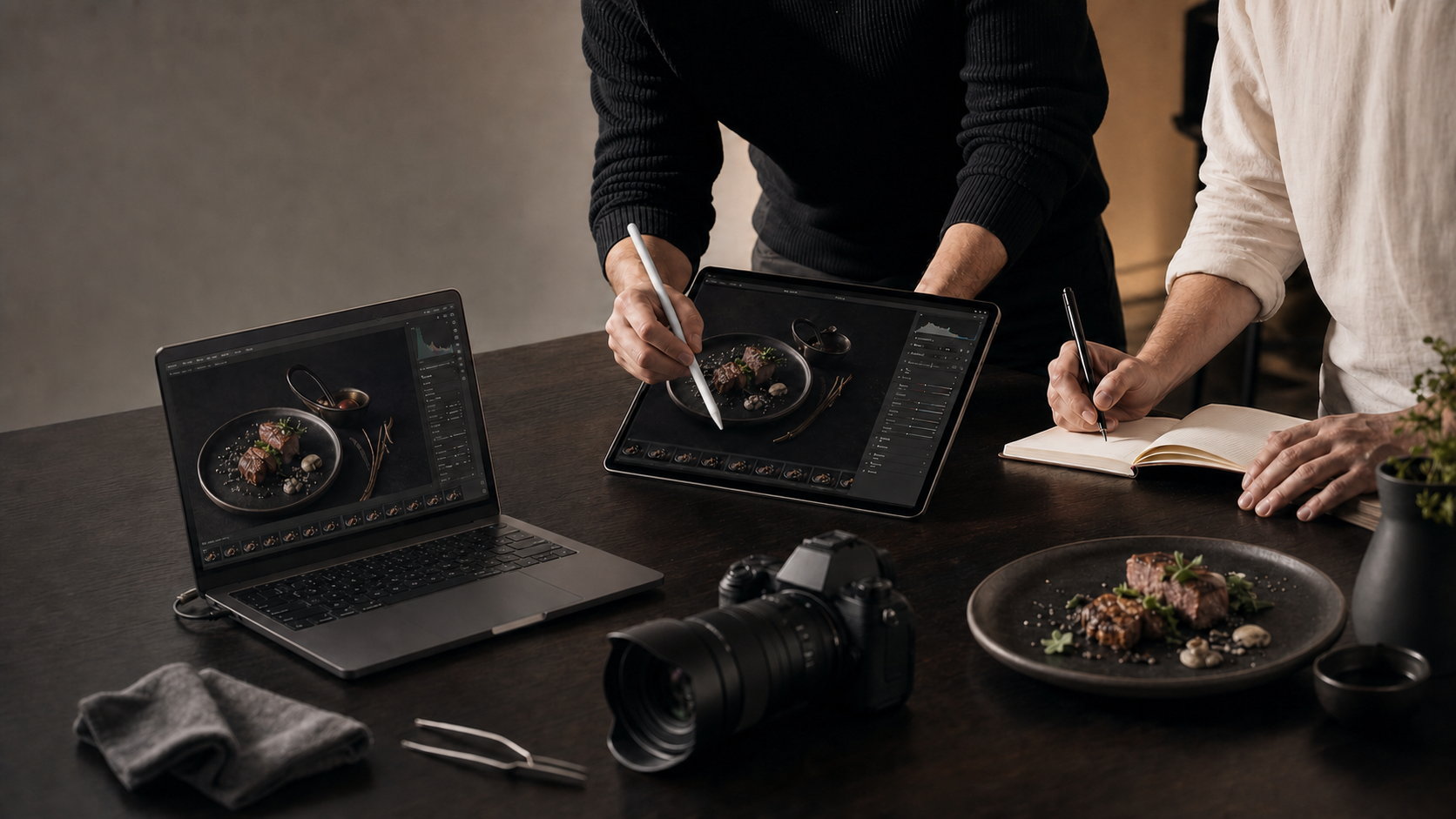 Mentoría de fotografía digital en un estudio gastronómico